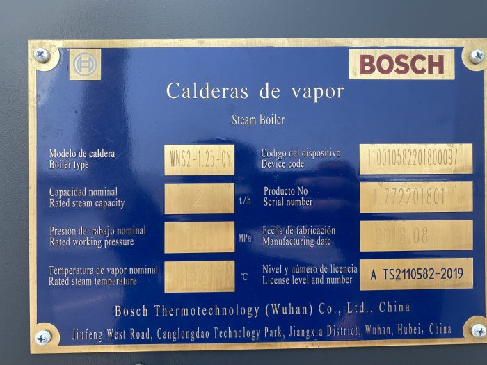 Lote 018 - Caldera de vapor, Marca: BOSCH , Modelo: WNS-1.25-QY - Imagen 3