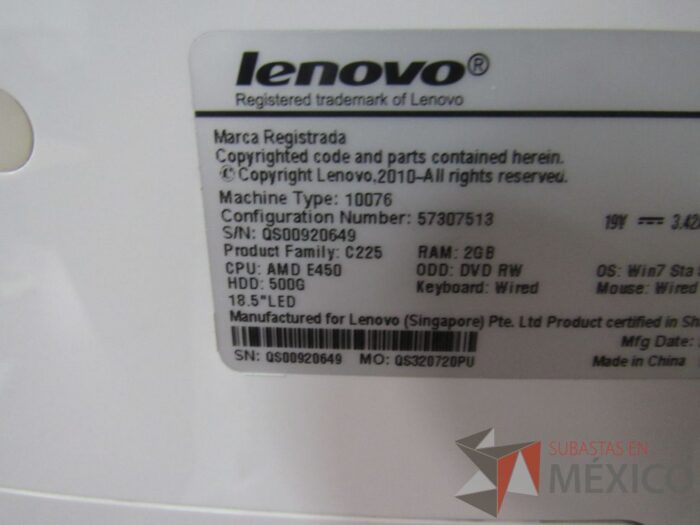 Lote 008 - Computadora All in one, Marca: Lenovo, Modelo: 10076 - Imagen 16