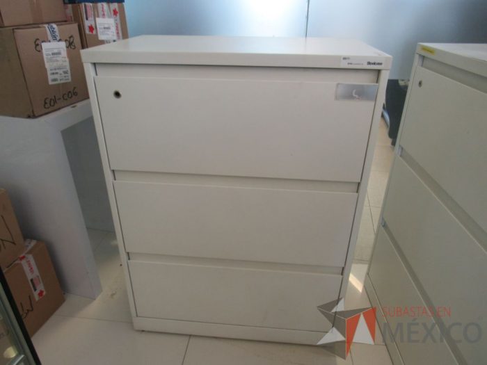 Lote 094 - 2 Archivero horizontal metálicas de 3 cajones con cubierta color blanco