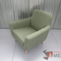 Lote 021 -Sillón de visita en tela color verde con patas de madera - Imagen 10