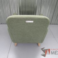 Lote 021 -Sillón de visita en tela color verde con patas de madera - Imagen 2