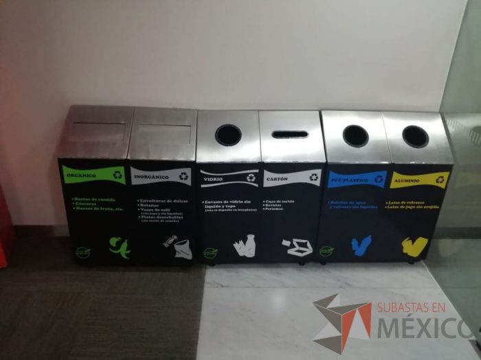 Lote 078 - Juego de 6 contenedores para residuos, Vidrio/Cartón, Plástico/Aluminio, Orgánico/Inorgánico - Imagen 5