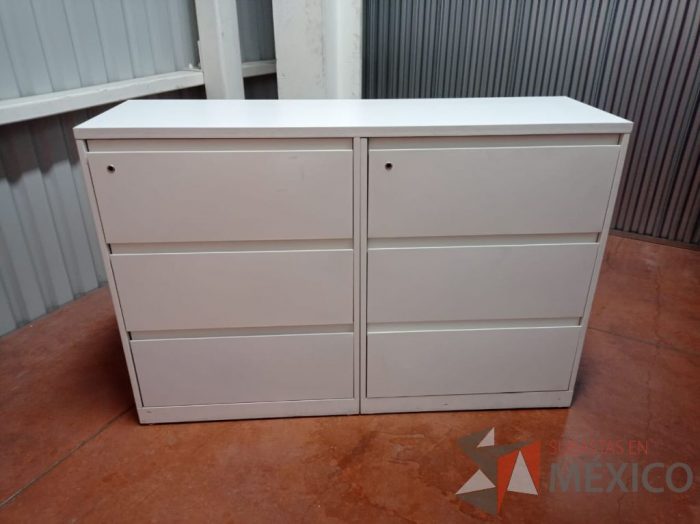 Lote 041 - Archivero horizontal con cubierta y 6 cajones color blanco