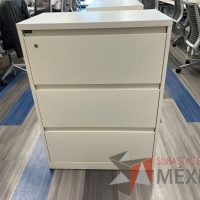 Lote 015 - Archivero horizontal de 3 cajones color blanco
