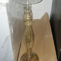 Lote 087 - 3 Candelabros de cristal 40 cm de alto