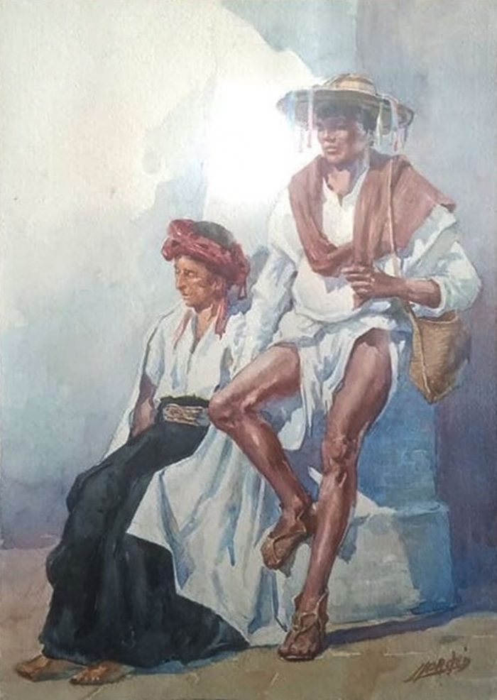 Lote 006 - Norden - Pareja indígena - Acuarela