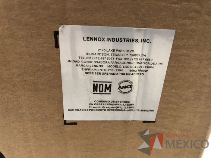 Lote 061 - Mini Split y Condensador 1 TON, LENNOX - Imagen 9