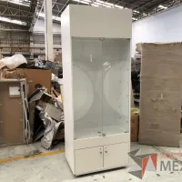 Lote 057 - 5 Gabinetes de 2 puertas de vidrio y 2 puertas inferiores color blanco - Imagen 2