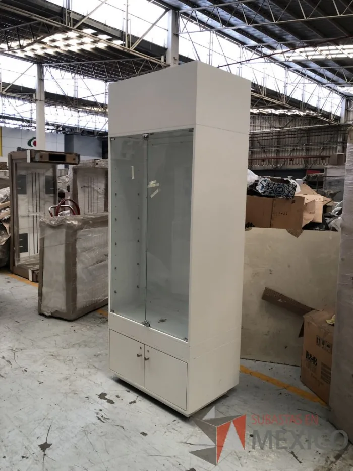 Lote 057 - 5 Gabinetes de 2 puertas de vidrio y 2 puertas inferiores color blanco - Imagen 10