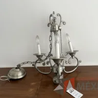Lote 060 - Candelabro de techo metálico de 3 focos - Imagen 7