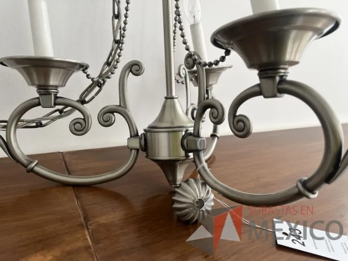 Lote 060 - Candelabro de techo metálico de 3 focos - Imagen 8