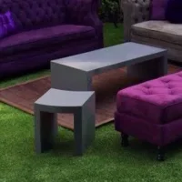 Lote 067 - Mesa de centro rectangular de madera color gris