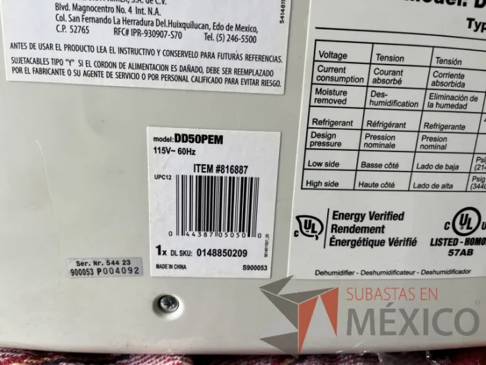 Lote 014 - Desumificador DeLonghi DD50PEM - Imagen 4