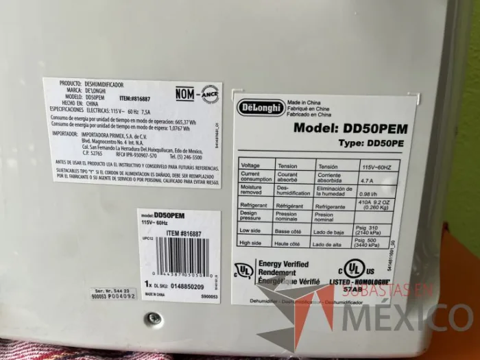 Lote 014 - Desumificador DeLonghi DD50PEM - Imagen 3