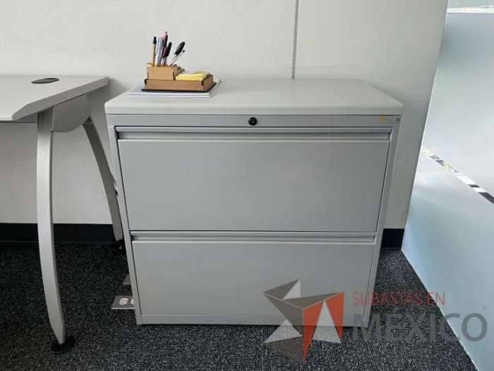 Lote 025 - Archivero horizontal de 2 cajones color gris