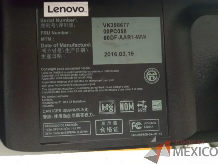 Lote 023 - Monitor Lenovo de 19.5", Modelo: E2054A - Imagen 6