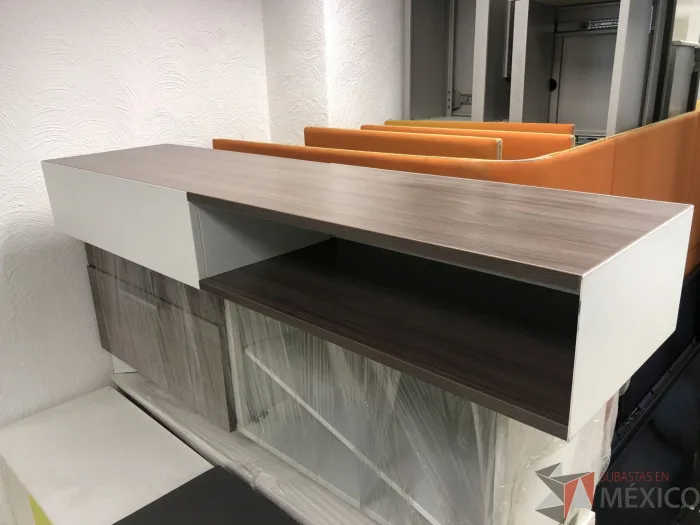 Lote 003 - Gabinete metálico con recubrimiento de madera con 2 espacios para guardar - Imagen 9