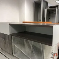 Lote 003 - Gabinete metálico con recubrimiento de madera con 2 espacios para guardar