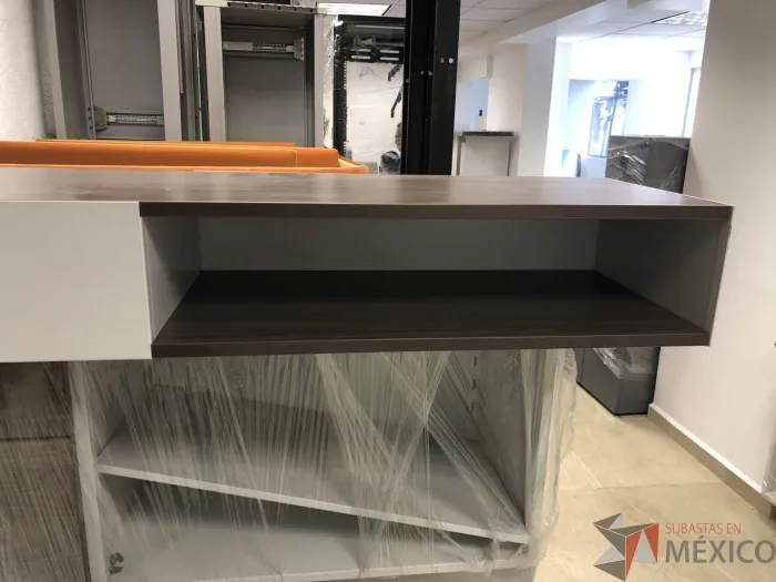 Lote 003 - Gabinete metálico con recubrimiento de madera con 2 espacios para guardar - Imagen 5