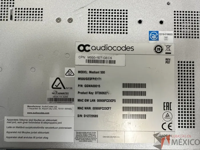 Lote 010 - Session Border Controller Audiocodes Mediant 500 - Imagen 2