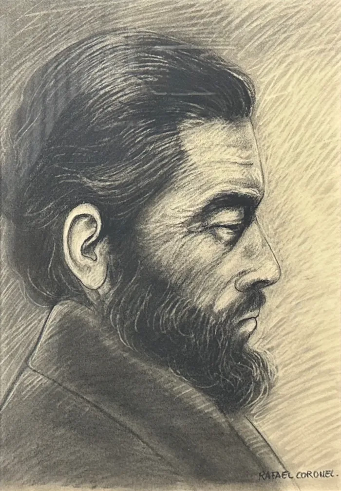 Lote 007 - Rafael Coronel - Perfil - Carboncillo, pastel sobre papel - Imagen 3