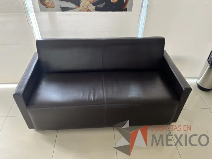 Lote 014 - Sillón de 2 plazas con asiento y respaldo color café - Imagen 5