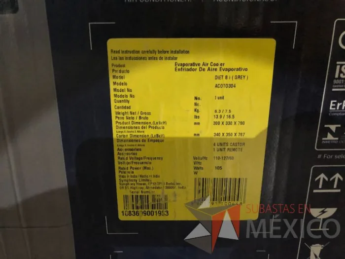 Lote 010 - Enfriador de aire Symphony, Modelo: Diet 8 - Imagen 2