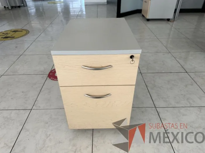 Lote 040 - 2 Archiveros con ruedas de 2 cajones con tapas color gris