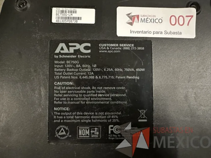 Lote 004 - UPS APC Modelo BE750G - Imagen 8