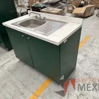 Lote 003 - Mueble color verde con tarja de acero inoxidable - Imagen 5