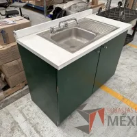 Lote 003 - Mueble color verde con tarja de acero inoxidable - Imagen 4