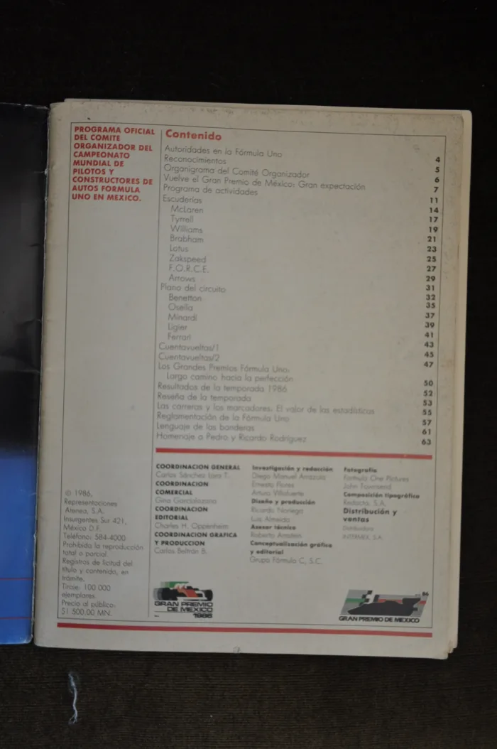 Lote 108 - FÓRMULA 1. Programa oficial del Campeonato de Pilotos y Constructores (9 al 12 de Octubre de 1986) - Imagen 5
