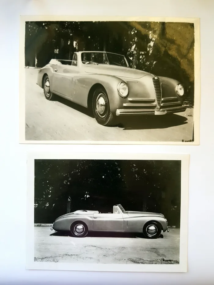 Lote 009 - Alfa Romeo 2,5L Sport Pininfarina Cabriolet, 1950. Foto B/N de André Bruneaux, 13x18cm y 12 x 16cm - Imagen 5