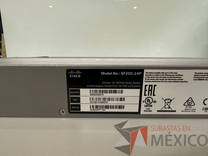 Lote 017 - 2 Switch CISCO SF200-24P de 24 puertos, marca CISCO - Imagen 8