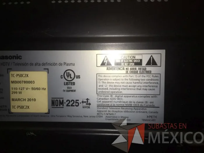 Lote 103 - Pantalla de 50", PANASONIC, Modelo: TC-P50C2X - Imagen 5