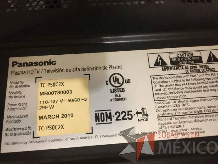 Lote 103 - Pantalla de 50", PANASONIC, Modelo: TC-P50C2X - Imagen 6