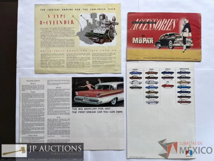 Lote 009 - Lote de varias brochures: HORNET (1970), CHAMPION COMMANDER AND LAND CRUISERS (1950), MERCURY (1957), FORD (1938), ROUTE 66, ACCESORIOS MOPAR - Imagen 3