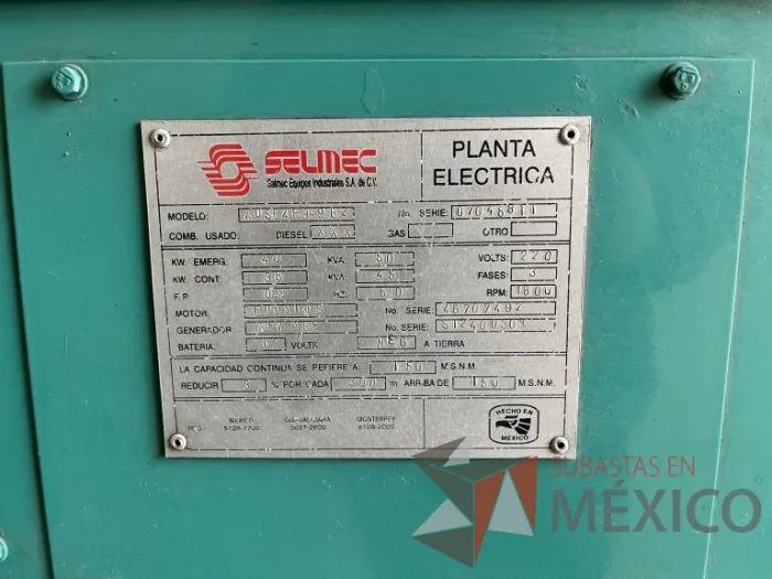 Lote 001 - Planta de emergencia SEIMEC con motor CUMMINS, 45 KVA - Imagen 15