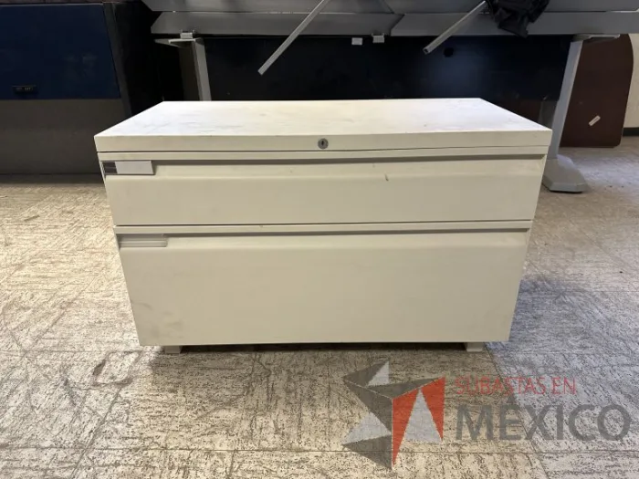 Lote 037 - 4 Archiveros horizontales de 2 cajones color blanco