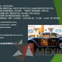 Lote 013 - Volkswagen Sedan 1994 “Vocho Teotihuacano” - Decorado con más de 19,800 Piedras Semipreciosas de Ocho tipos distintos, entre ellas Obsidiana, Jade y Venturina - Imagen 3