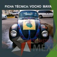 Lote 014 - Volkswagen Sedan 1998 "Vocho Maya" - Decorado con más de 24,300 minerales: obsidiana, jadeíta, calcedonia, calamita y otros. - Imagen 4