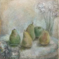 Lote 028 - Lucinda Urrusti - Naturaleza Muerta con Peras - Óleo sobre Lino