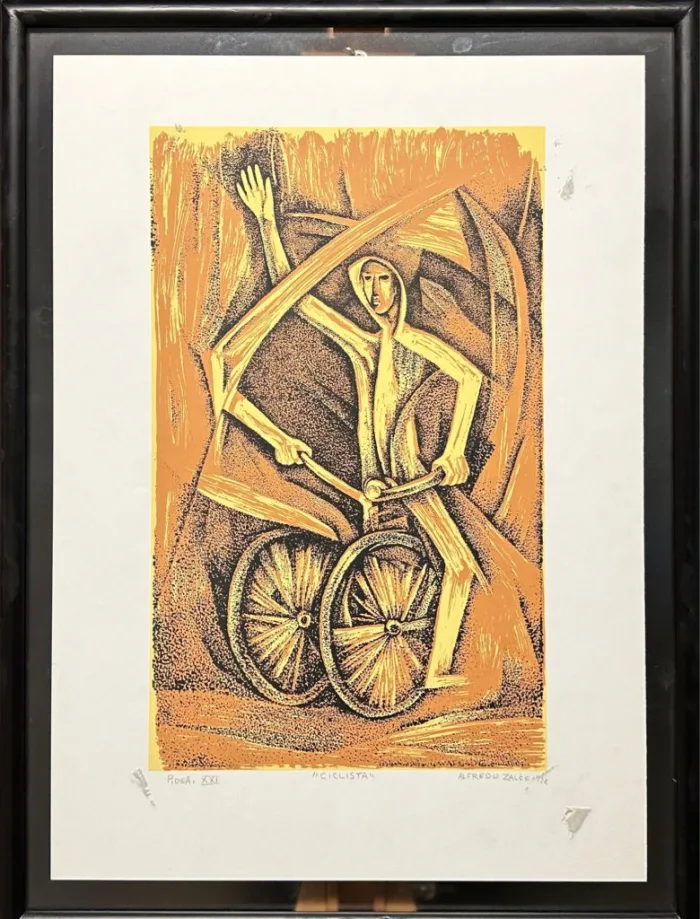 Lote 012 - Alfredo Zalce - Ciclista - Serigrafía P.A XXI - Imagen 2