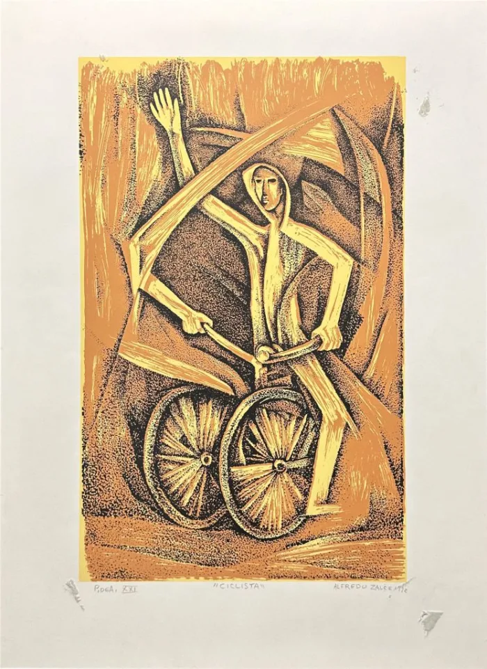 Lote 012 - Alfredo Zalce - Ciclista - Serigrafía P.A XXI - Imagen 3