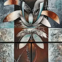 Lote 031 - Luz Herrera -  Orquídea en 3 - Óleo