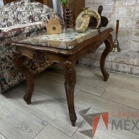 Lote 008 - 2 Mesas laterales de madera con cubierta de vidrio - Imagen 5