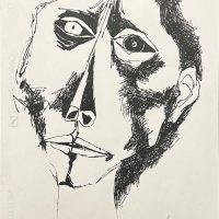 Lote 055 - Oswaldo Guayasamín - Coraje - Impresión digital de estereograma 3D sobre cartón
