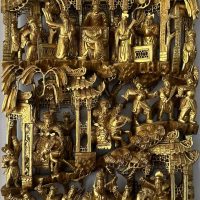 Lote 014 - Altorrelieve oriental con escena cortesana, siglo XX - Imagen 6