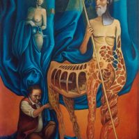 Lote 026 - Itzeel Reyes - Tres realidades, 2016 - Óleo sobre tela