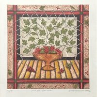 Lote 017 - Eugenia Marcos - La vid y las uvas, 1999 - Estampa calcográfica sobre papel, estampación en hueco, procedimiento de aguafuerte y aguatinta. 77/150